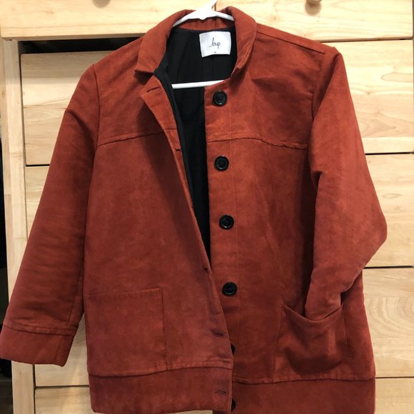 Loup Knit Suede Red Brick Jacket - Picture 4 of 5